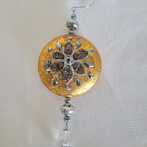 Holiday Circle Ornament, Gold with Silver and Brass Accents